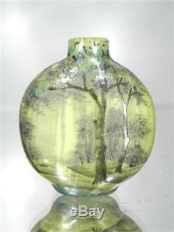 1900-10 Daum Nancy Rare Vase Miniature Pte De Verre Gravé Emaillé Art Nouveau