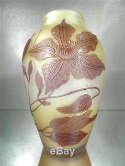 1900-10 Émile Gallé Nancy Joli Vase En Pte De Verre Gravé Art Nouveau