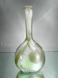 1900/10 Émile Gallé Nancy Vase Soliflore En Pte De Verre Gravé Art Nouveau