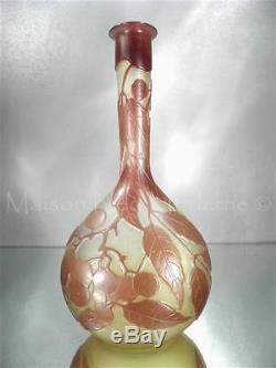 1900-10 Émile Gallé Nancy Vase Soliflore En Pte De Verre Gravé Art Nouveau