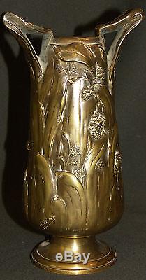 1900 rare vase Art nouveau A. ROZE SUSSE Frères 21cm1.7kg décor muguet bronze