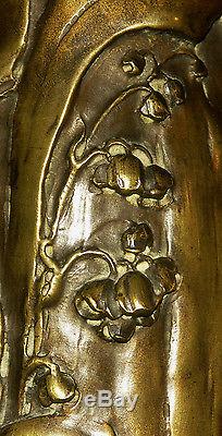 1900 rare vase Art nouveau A. ROZE SUSSE Frères 21cm1.7kg décor muguet bronze