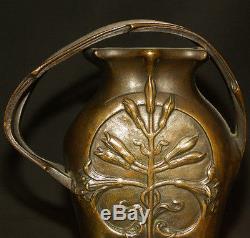 1900 très rare vase bronze Art nouveau signé LOUCHET 13cm770g visage fleur TBE
