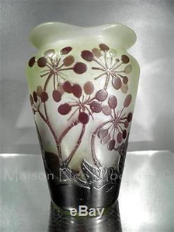 1910-20 Émile Gallé Nancy Petit Vase En Pte De Verre Gravé Art Nouveau