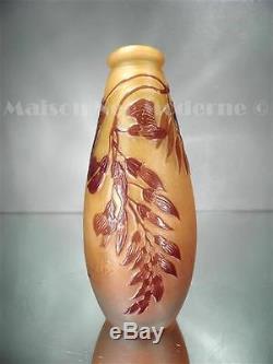 1910/20 Émile Gallé Nancy Petit Vase En Pte De Verre Gravé Art Nouveau