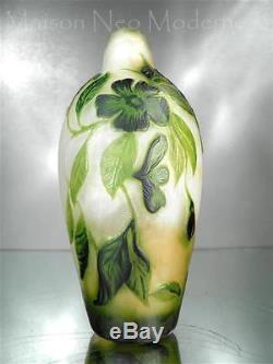 1910-20 Muller Frères Précieux Vase Gravé À L'acide Et À La Roue Art Nouveau