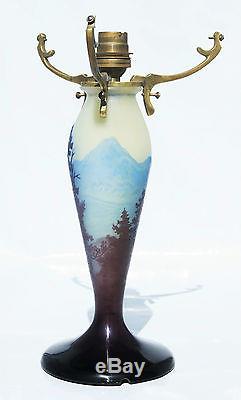 1910-Très Beau Vase Pied de Lampe Emile Gallé à Nancy en Pâte de Verre Gravé