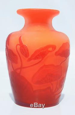 1915- Emile Galle A Nancy Beau Petit Vase Pte De Verre Grave Art Nouveau