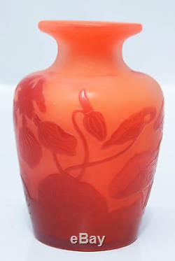 1915- Emile Galle A Nancy Beau Petit Vase Pte De Verre Grave Art Nouveau