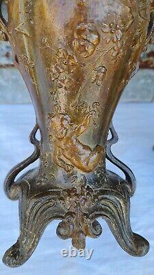 2 Anciens Vases En Regule Decor Anges Cherubins Art Nouveau