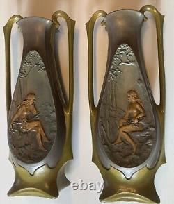 2 Vases Art Nouveau Jean Garnier Taille 37cm