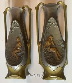 2 Vases Art Nouveau Jean Garnier Taille 37cm