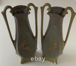 2 Vases Art Nouveau Jean Garnier Taille 37cm