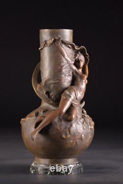 2 vases Auguste Moreau Art Nouveau 50 cm