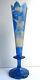 2xe-Vase bleu Art Nouveau, cristal de Bohême dégagé acide Tyrolien et son chien
