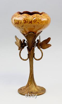 9937290-dss Art Nouveau Surtout de Table Libellule Coupe Vase 13x25cm