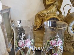ART NOUVEAU, PAIRE DE VASES VERRE ÉMAILLÉ. Legras, Daum, Nancy, Lalique