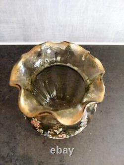 ART NOUVEAU Vase en verre coloré émaillé H 13,5 cm