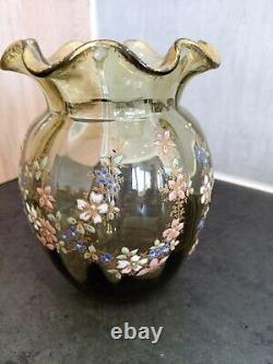 ART NOUVEAU Vase en verre coloré émaillé H 13,5 cm