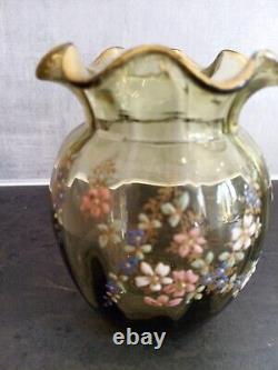 ART NOUVEAU Vase en verre coloré émaillé H 13,5 cm