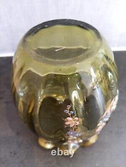 ART NOUVEAU Vase en verre coloré émaillé H 13,5 cm