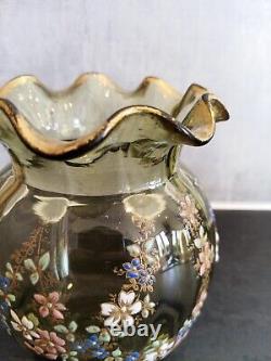 ART NOUVEAU Vase en verre coloré émaillé H 13,5 cm
