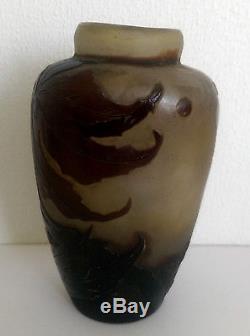 Authentique Vase Emile Galle En Pte De Verre