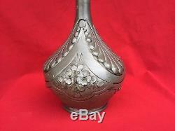 A. Villien Très Important Vase En Étain Époque 1900 Art Nouveau / Art Deco H=70