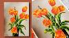 Acrylic Painting Beautiful And Easy Tulips Flower Painting On Canvas Flower Vase Painting