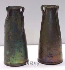 Aire-Belle, rare paire de vases en céramique irisée, Art Nouveau Clément Massier