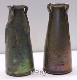 Aire-Belle, rare paire de vases en céramique irisée, Art Nouveau Clément Massier