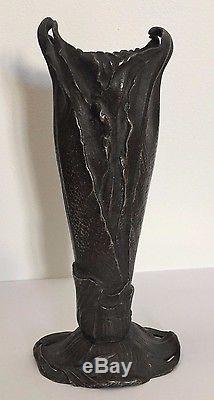 Albert Cheuret 1884-1966 Vase Naturaliste Art Nouveau En Bronze Argente Signe