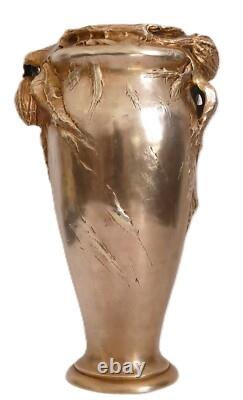 Albert MARIONNET, Vase en bronze à décor de chardons Art Nouveau