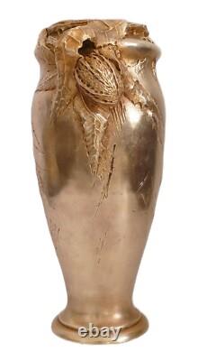 Albert MARIONNET, Vase en bronze à décor de chardons Art Nouveau