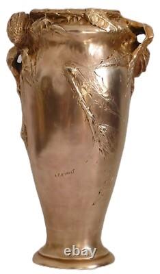 Albert MARIONNET, Vase en bronze à décor de chardons Art Nouveau