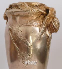 Albert MARIONNET, Vase en bronze à décor de chardons Art Nouveau