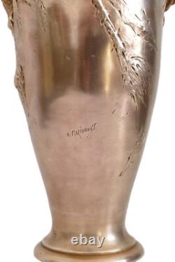 Albert MARIONNET, Vase en bronze à décor de chardons Art Nouveau