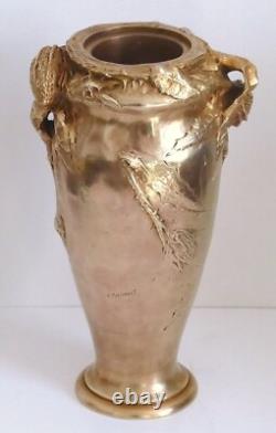 Albert MARIONNET, Vase en bronze à décor de chardons Art Nouveau