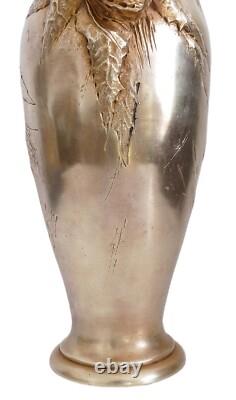 Albert MARIONNET, Vase en bronze à décor de chardons Art Nouveau