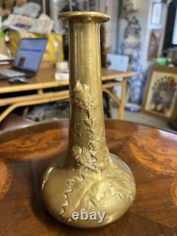 Alexandre Vibert Vase Bronze Art Nouveau Chardons
