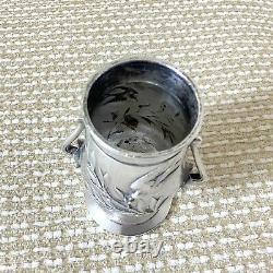 Ancien Christofle Cure-Dents Support Vase Urne Art Nouveau Japonais Birds Fleurs