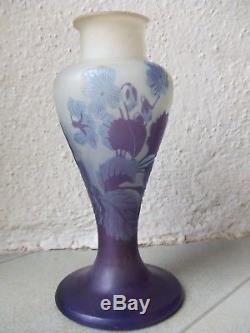 Ancien Et Authentique Vase Galle Pte De Verre Dégage À Lacide Art Nouveau
