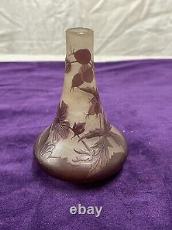 Ancien Et Authentique Vase Galle Pte De Verre Dégage À Lacide Art Nouveau 1900