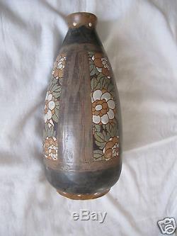 Ancien GRES KERAMIS Vase aux fleurs POTERIE ART NOUVEAU DECO CH CATTEAU TRES