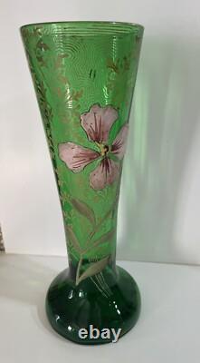 Ancien Grand Vase En Verre Émaillé Art Nouveau Style Legras Collection Deco