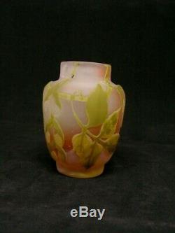Ancien Petit Vase Art Nouveau Emile Galle Feuilles De Platane