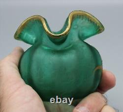 Ancien Petit Vase Boule En Verre Givre Decor Floral Art Nouveau Legras Montjoye