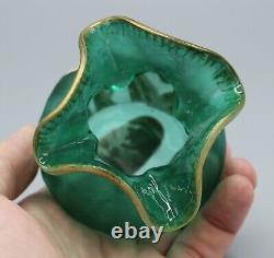 Ancien Petit Vase Boule En Verre Givre Decor Floral Art Nouveau Legras Montjoye