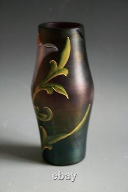 Ancien Vase Art Nouveau En Verre Émaillé