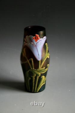 Ancien Vase Art Nouveau En Verre Émaillé